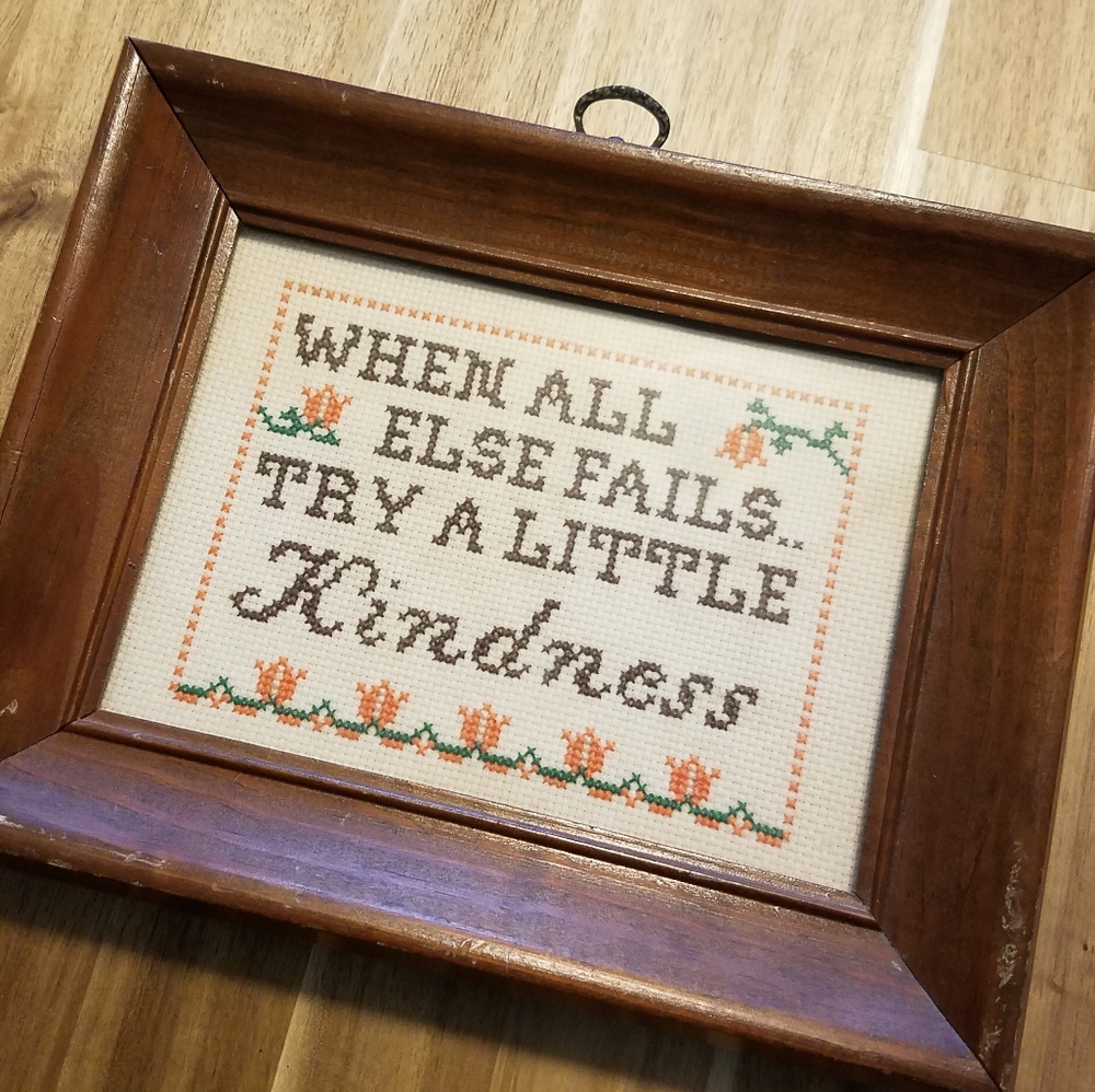 Vintage Handstitched Wall Hanging Decor 1986
